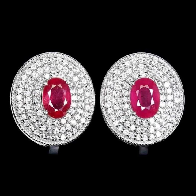 Natural Stunning Red Ruby Earrings