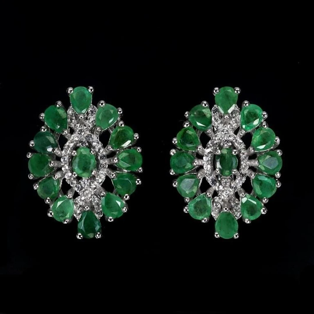 Natural Untreated Zambian Emerald EarRings