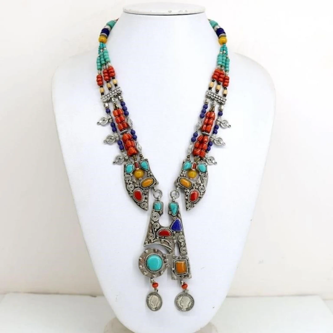 Tibet Natural Stone Tribal Queen Royal Necklace