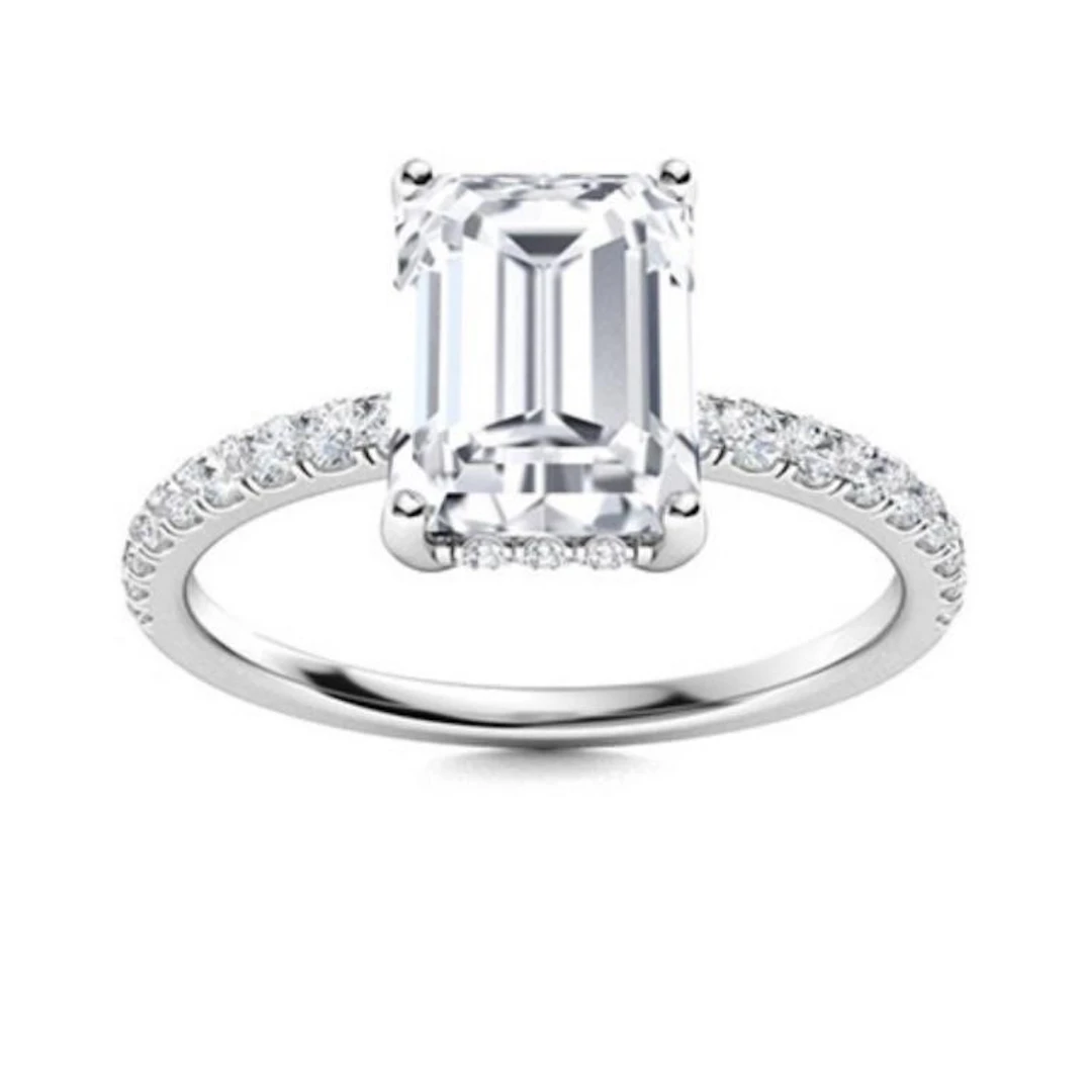 Gold & White Octagon Diamond 3 Cts Ring - E/VVS
