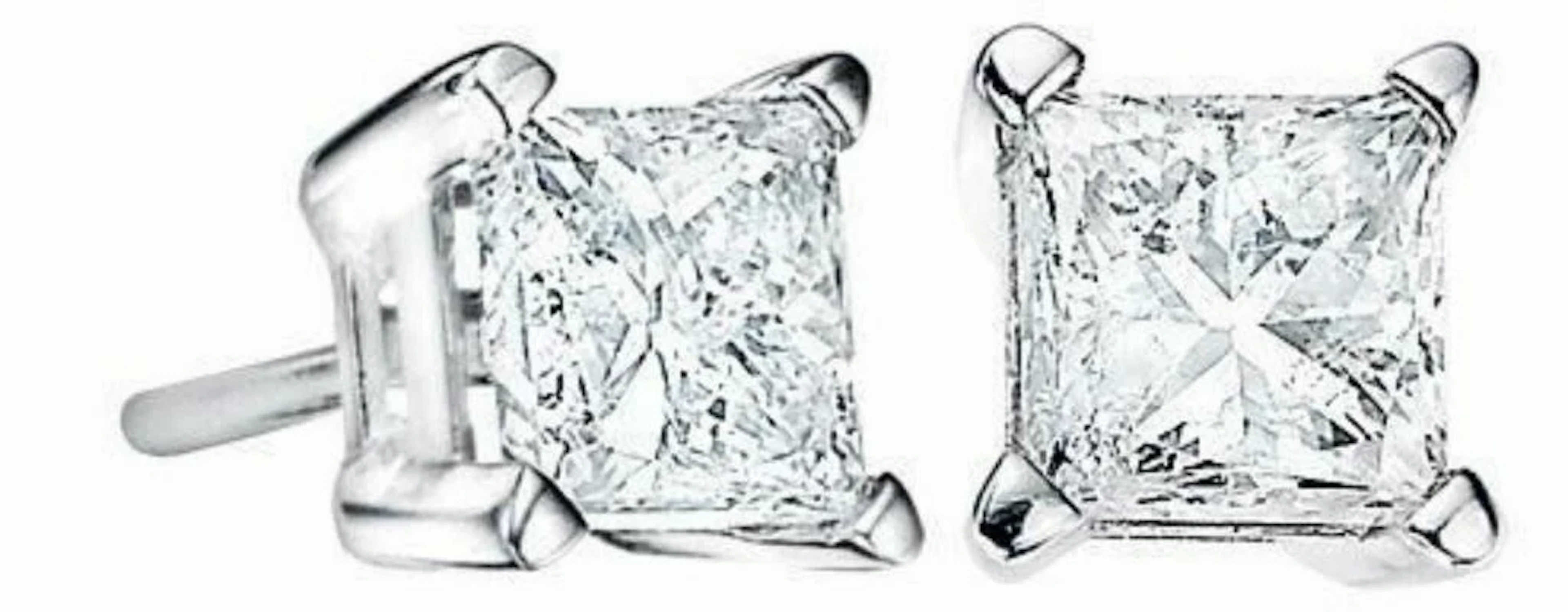 Gold & White Princess Diamond 4.00 Cts Earrings St