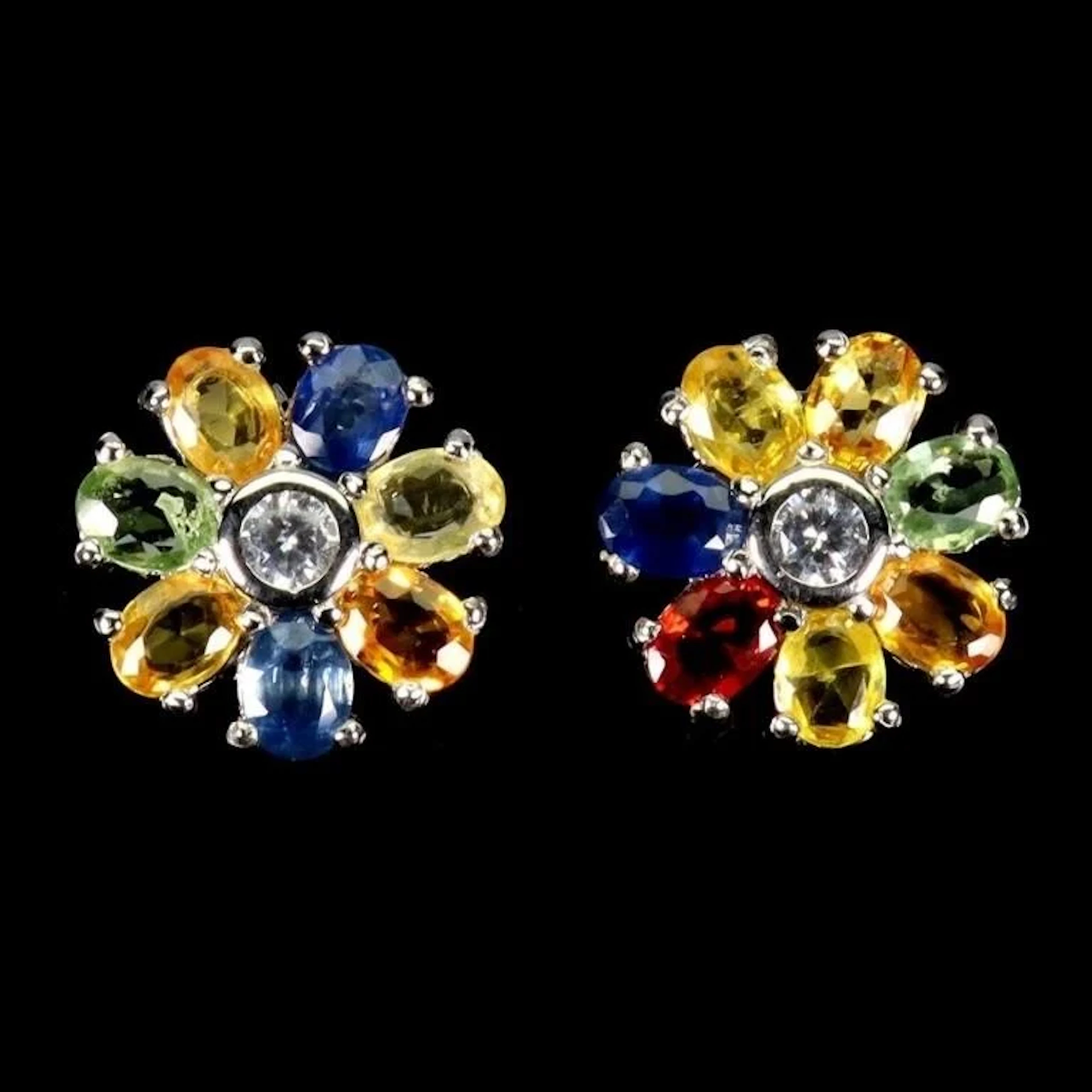 Natural Multi Color Sapphire Earrings