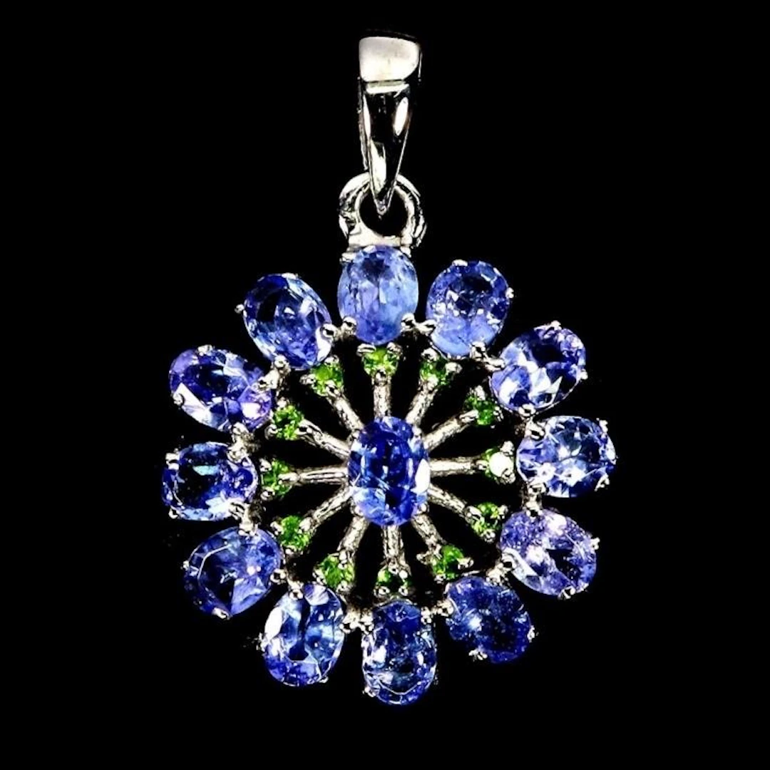 Natural Tanzanite & Chrome Diopside Pendant
