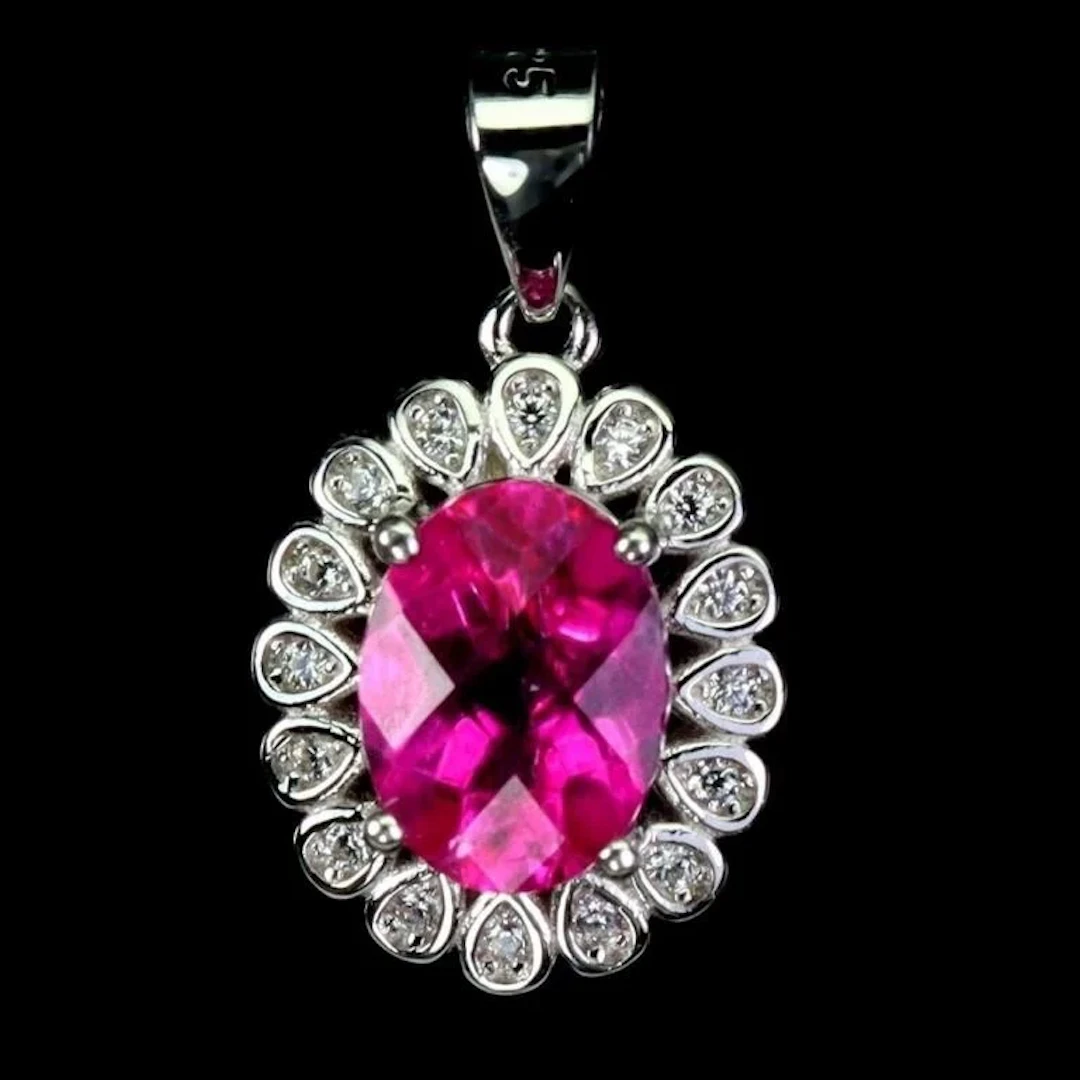Natural Pink Topaz Pendant