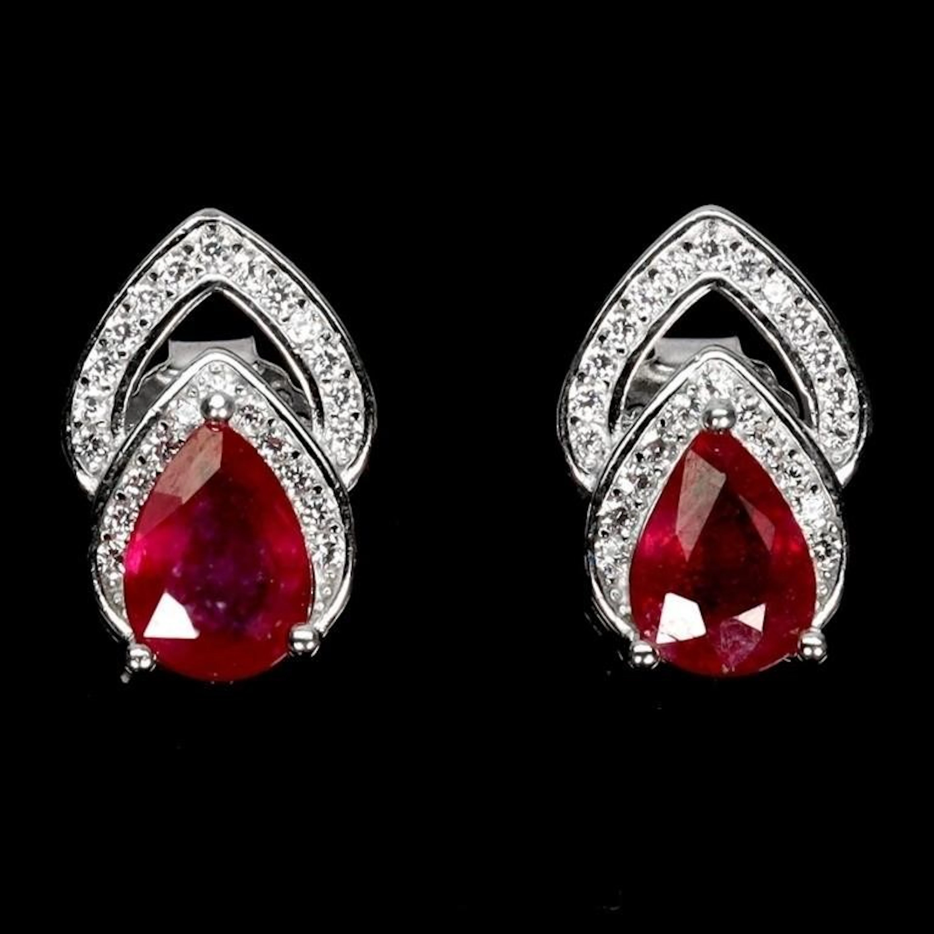 Natural Pigeon Blood Red Ruby Earrings