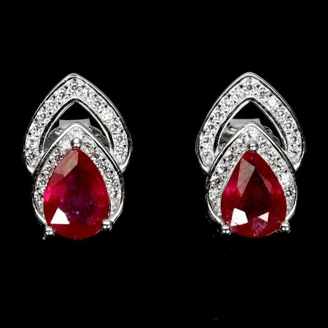 Natural Pigeon Blood Red Ruby Earrings