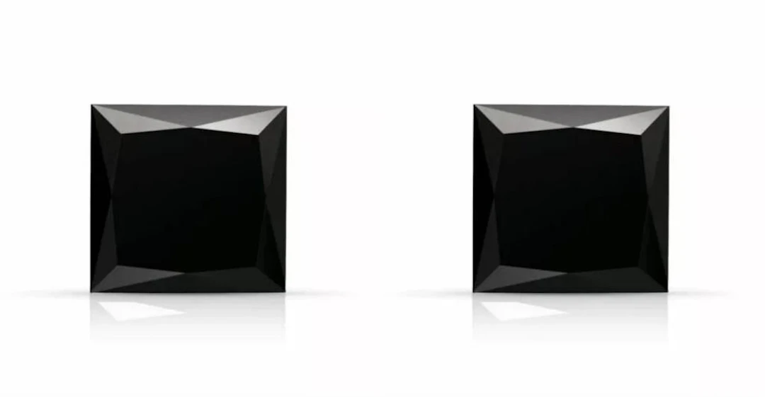 Lab Princess Black Diamond Pair 8.09 Carats