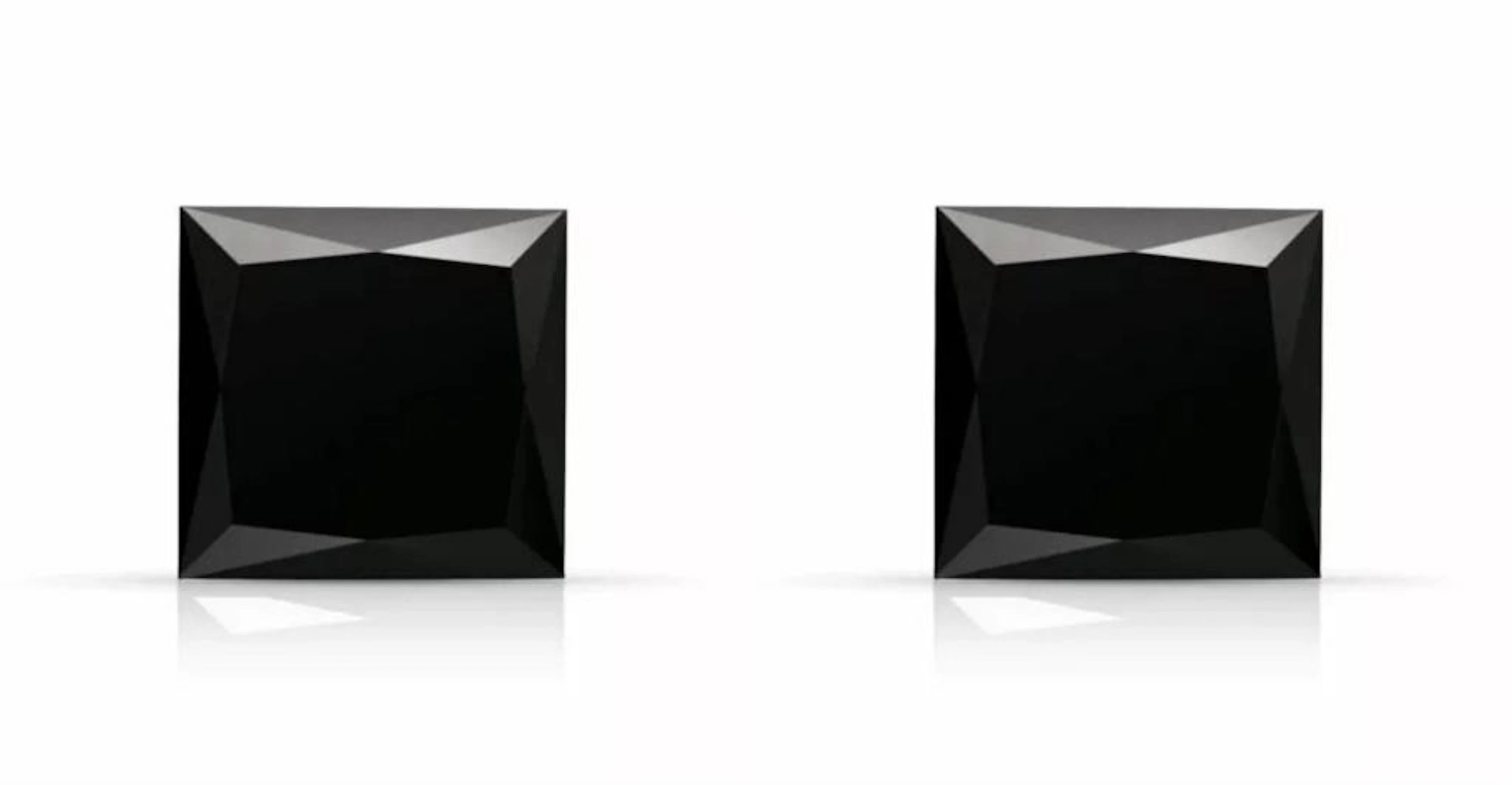 Lab Princess Black Diamond Pair 8.09 Carats