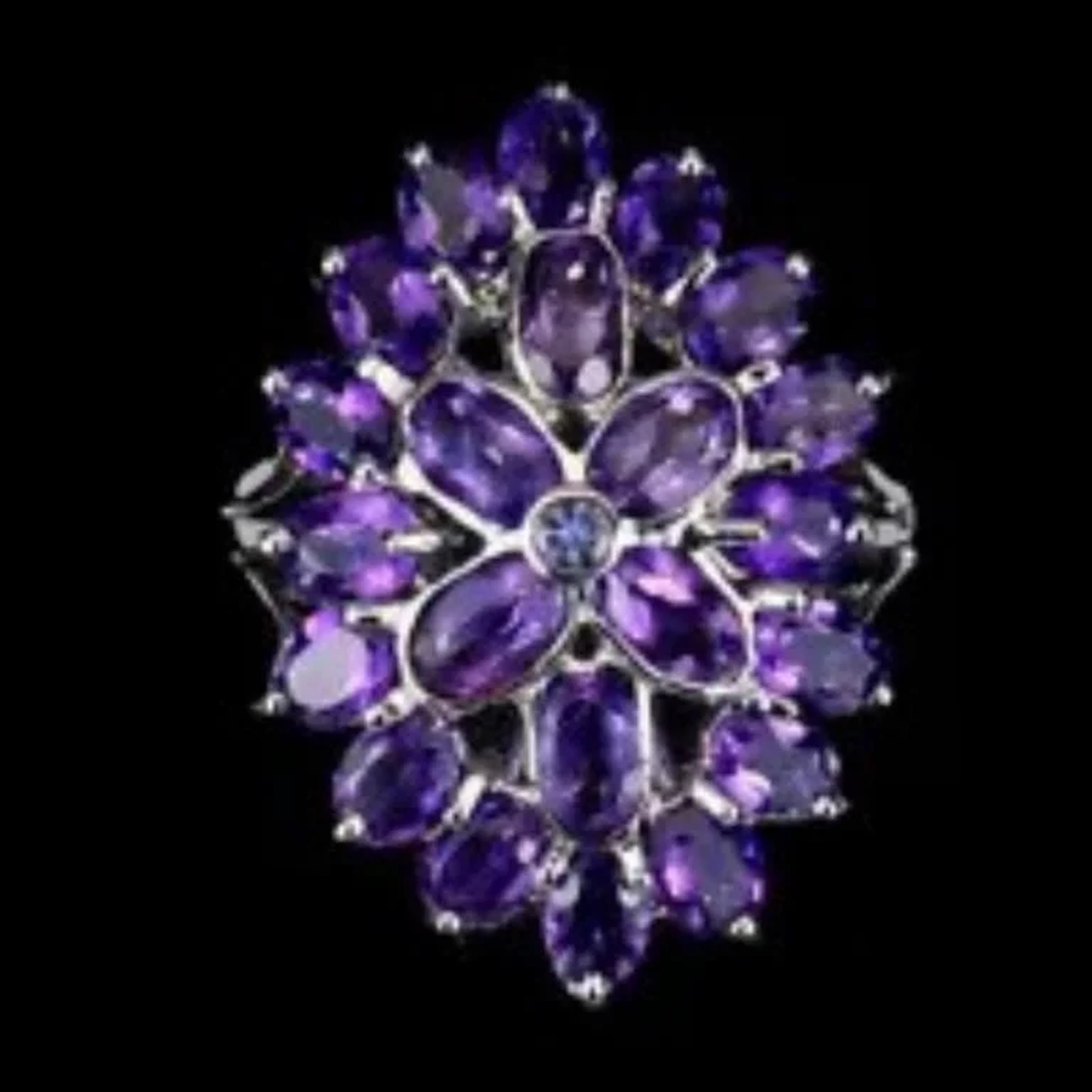 Natural Unheated Amethyst & Tanzanite Ring
