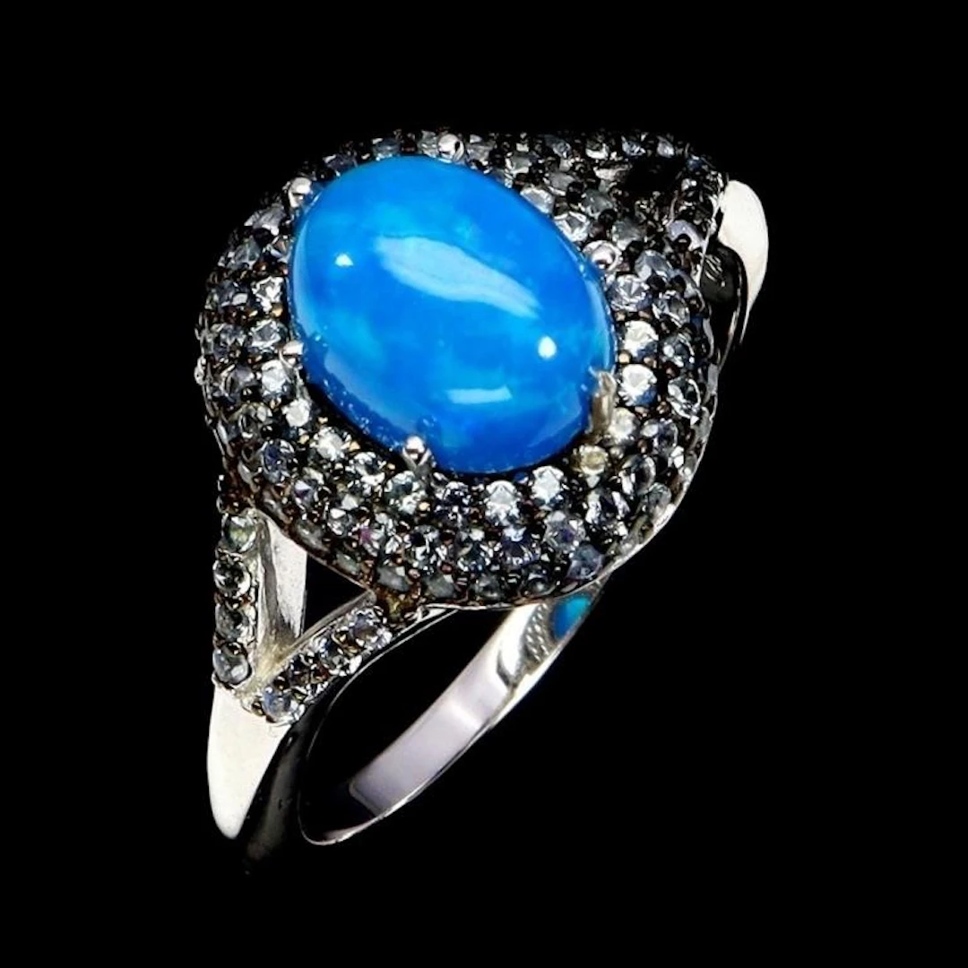 Natural Ethopian Blue Opal Ring