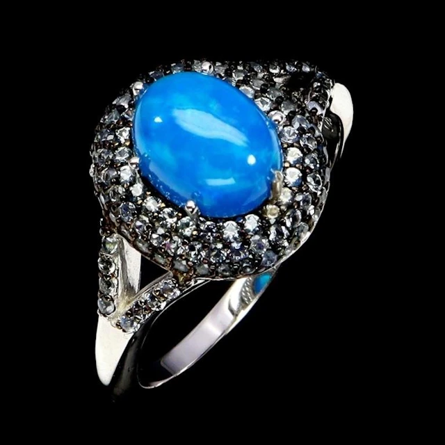 Natural Ethopian Blue Opal Ring