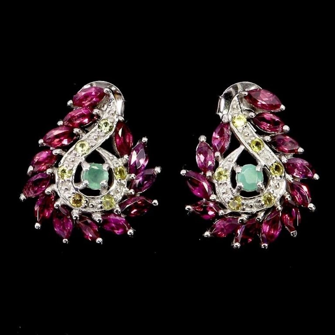 Natural Garner & Emerald Earrings