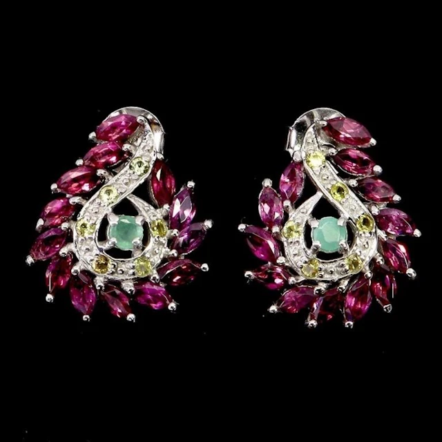 Natural Garner & Emerald Earrings