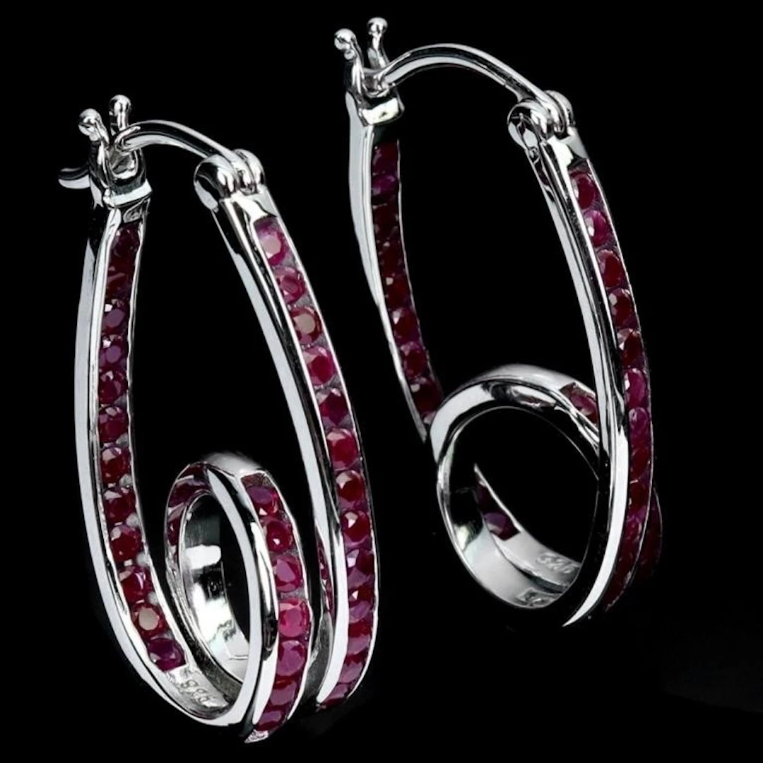 Natural Burma Red Ruby Earrings