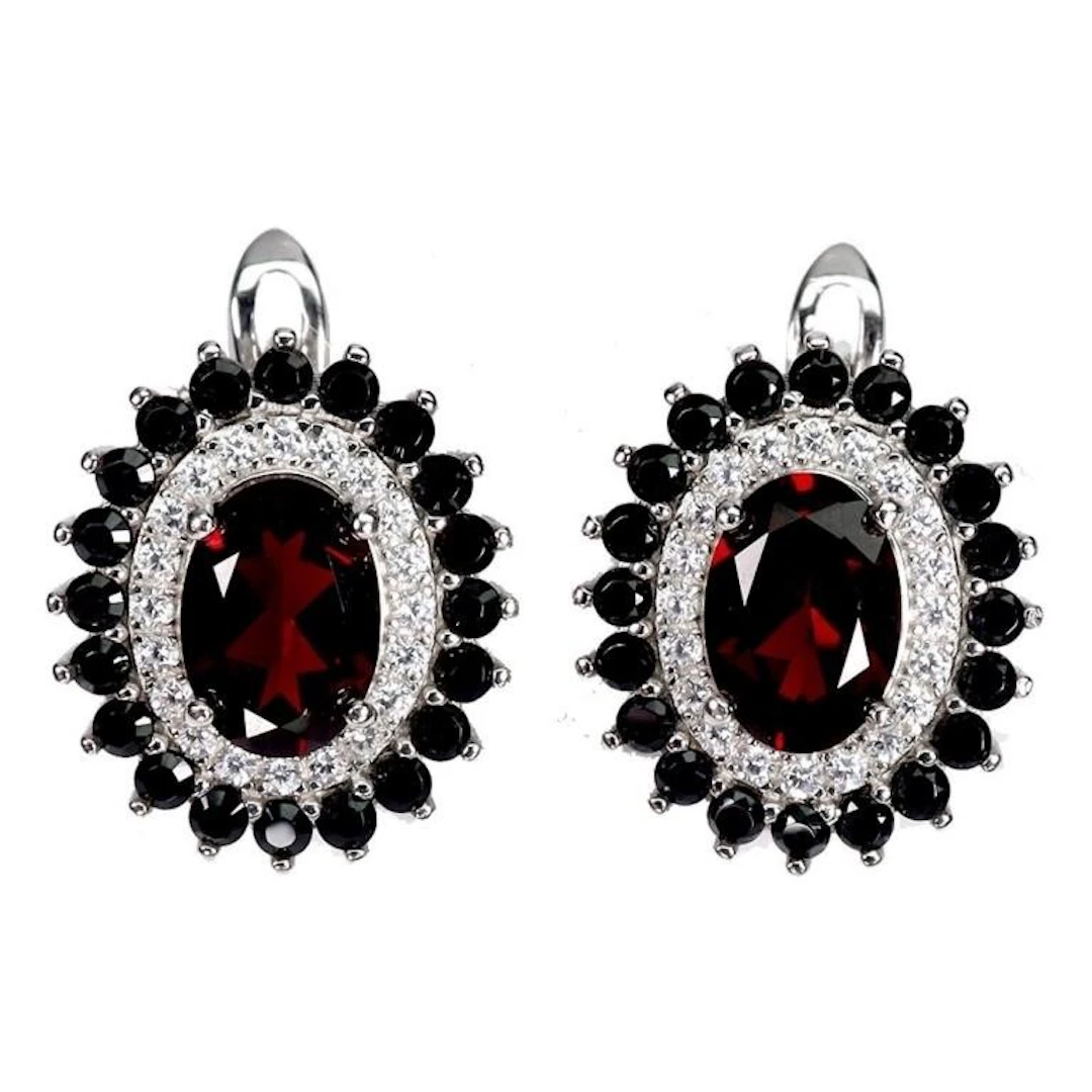 Natural Mozambique Garnet & Spinel Earrings