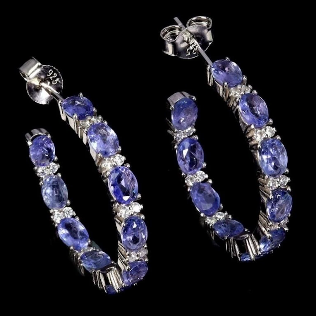 Natural Oval Tanzanite Earrings