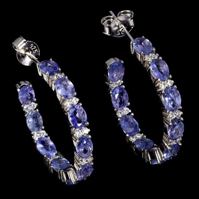 Natural Oval Tanzanite Earrings