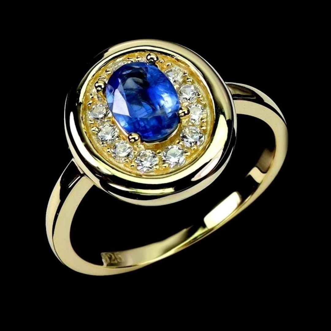 Natural Oval Blue Kyanite Ring