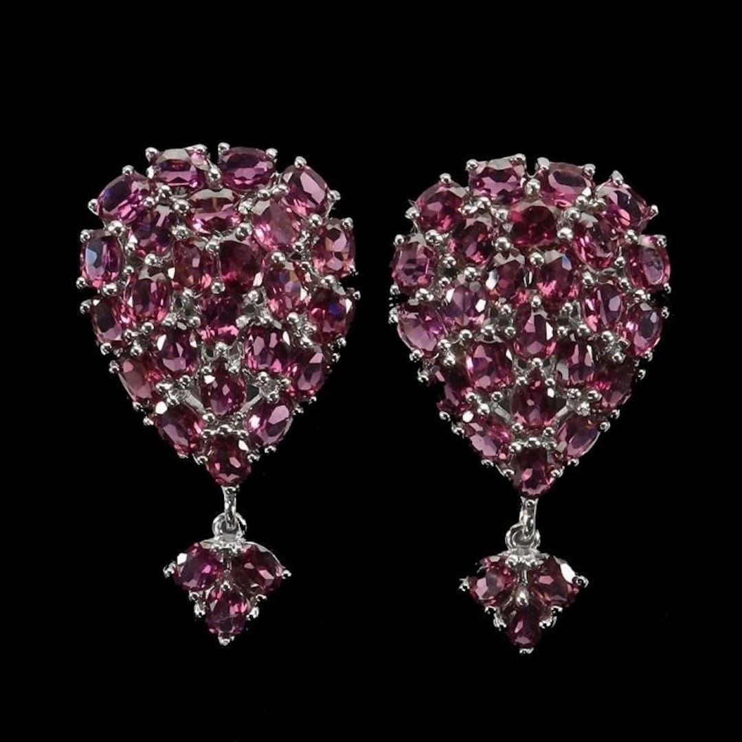 Natural Rhodolite Garnet Earrings