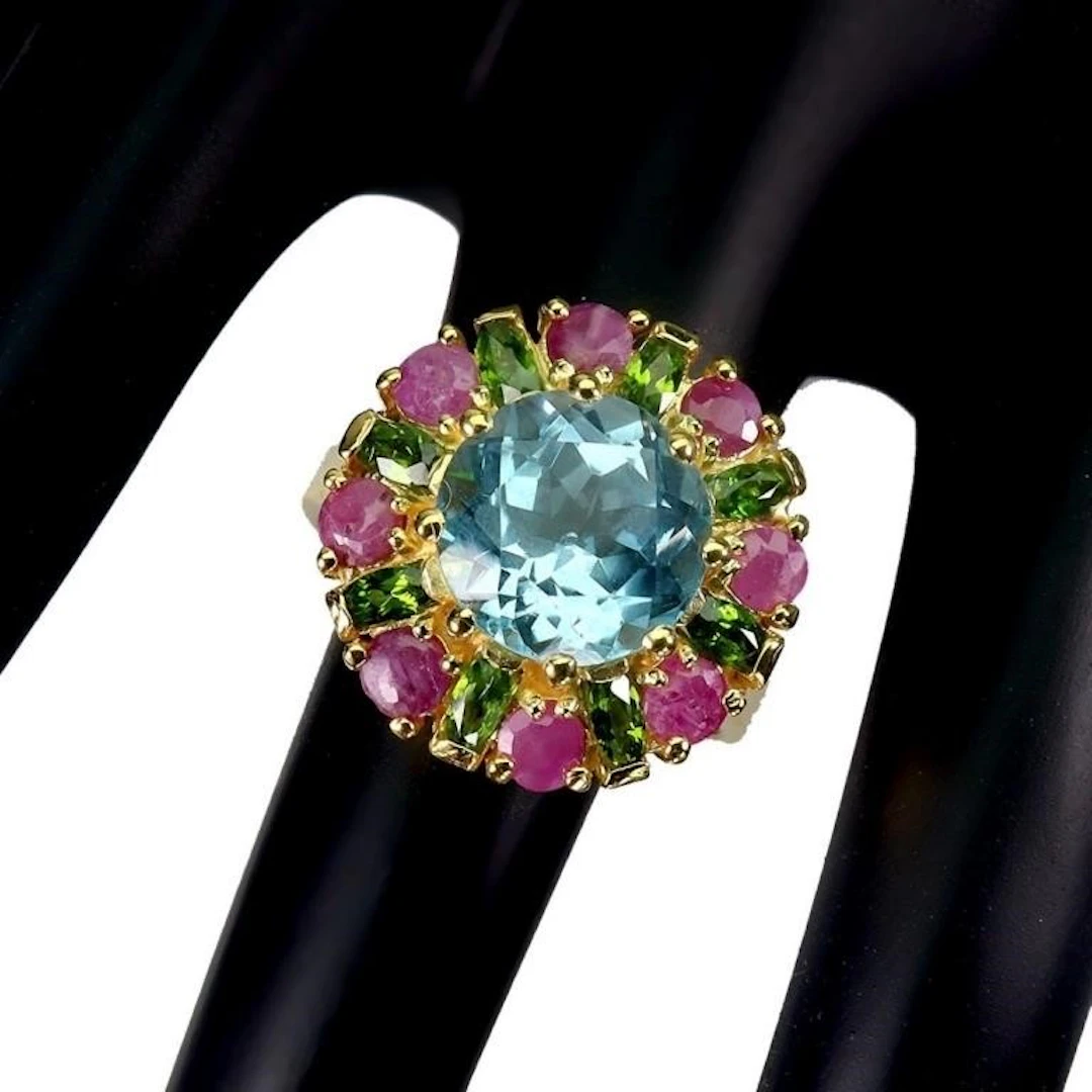 Natural Topaz & Ruby Cocktail Ring