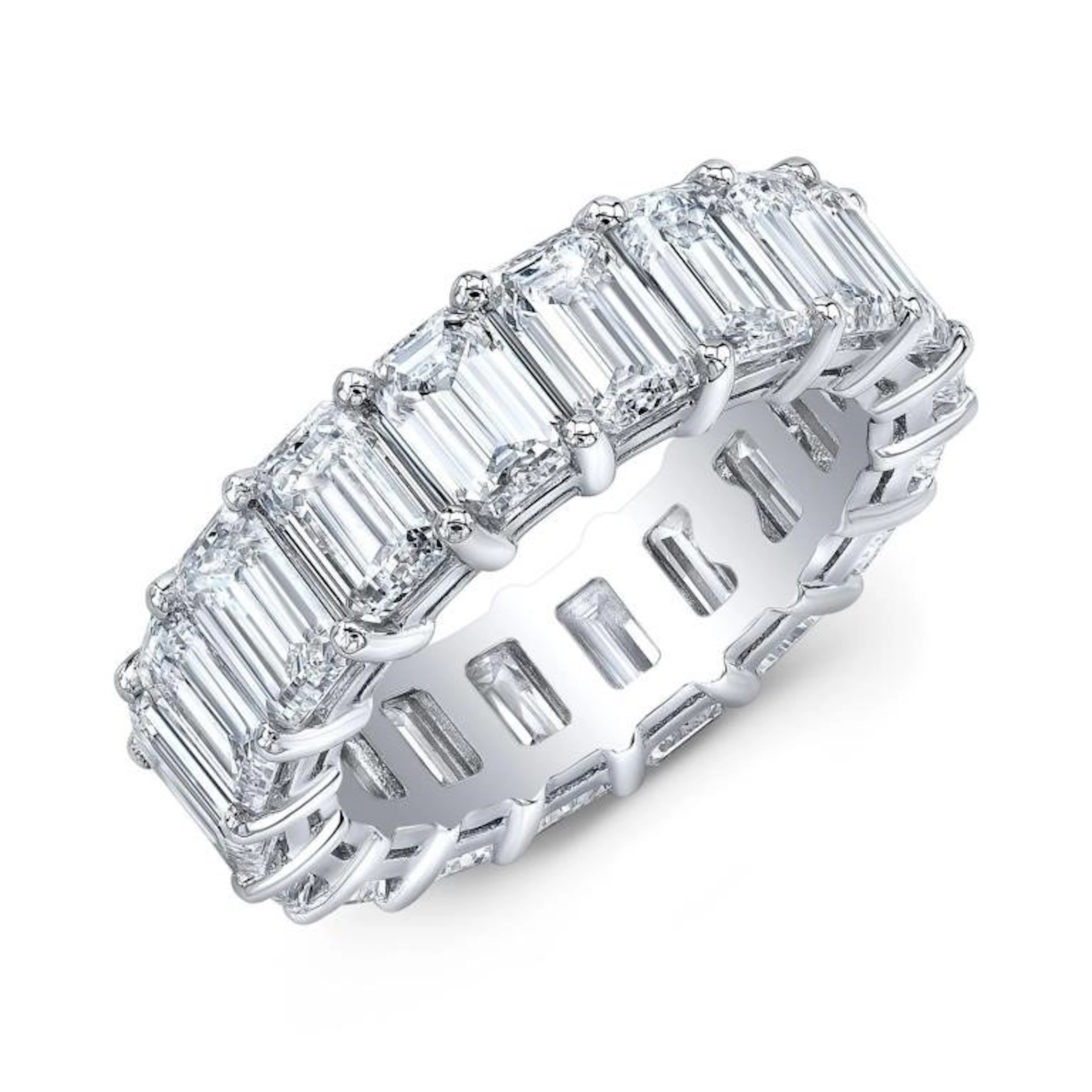 Gold & Lab Octagon Diamond 7 Cts Eternity Ring