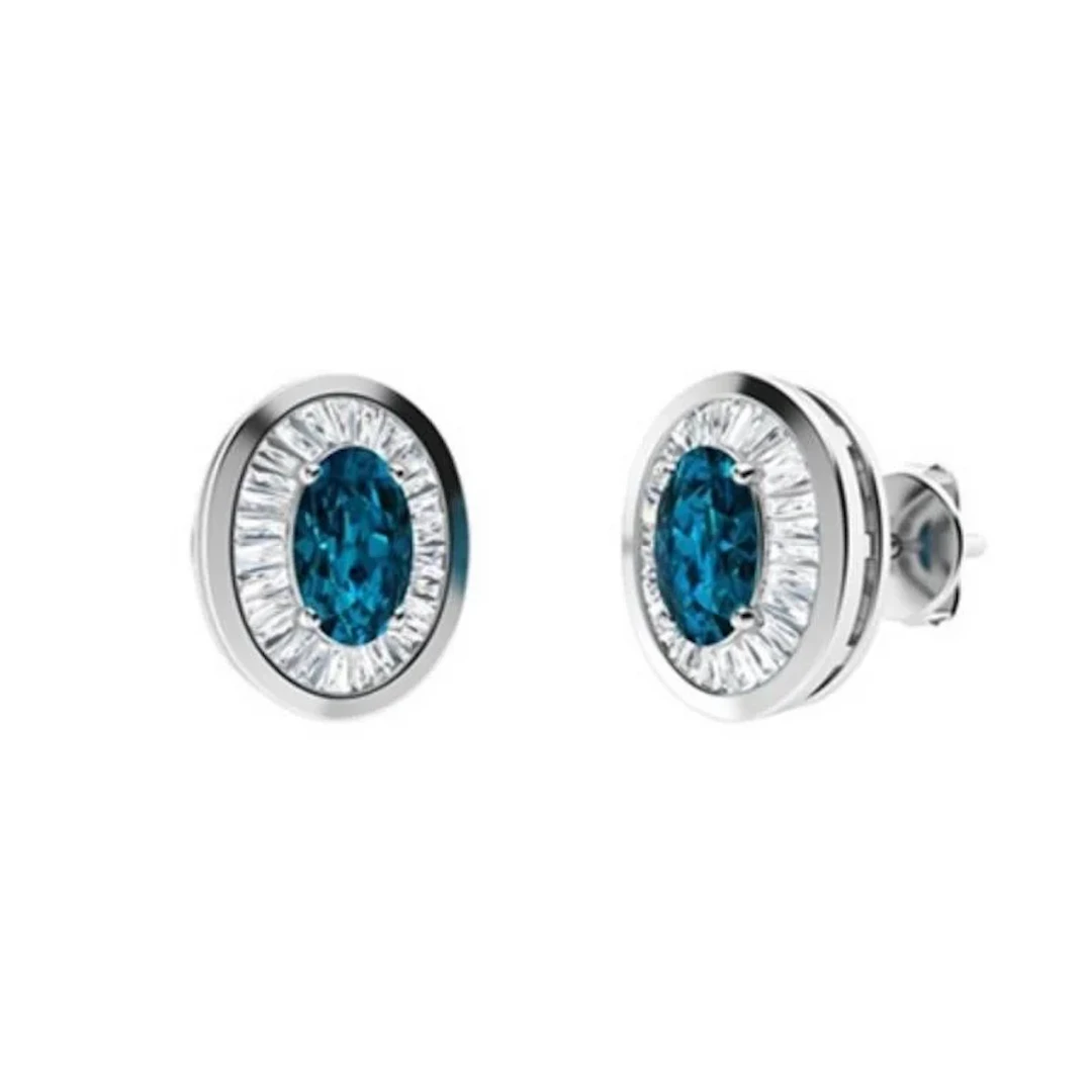 Gold Natural London Topaz Diamonds EarStuds