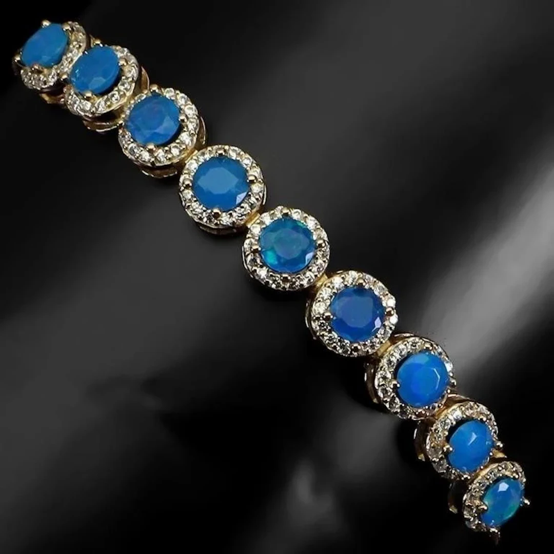 Natural Ethopian Blue Opal Bracelet
