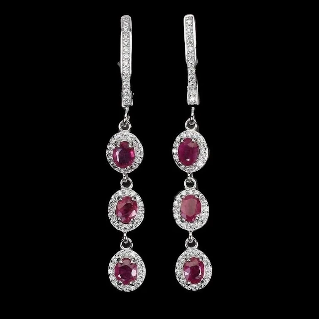 Natural Pigeon Blood Red Ruby Earrings