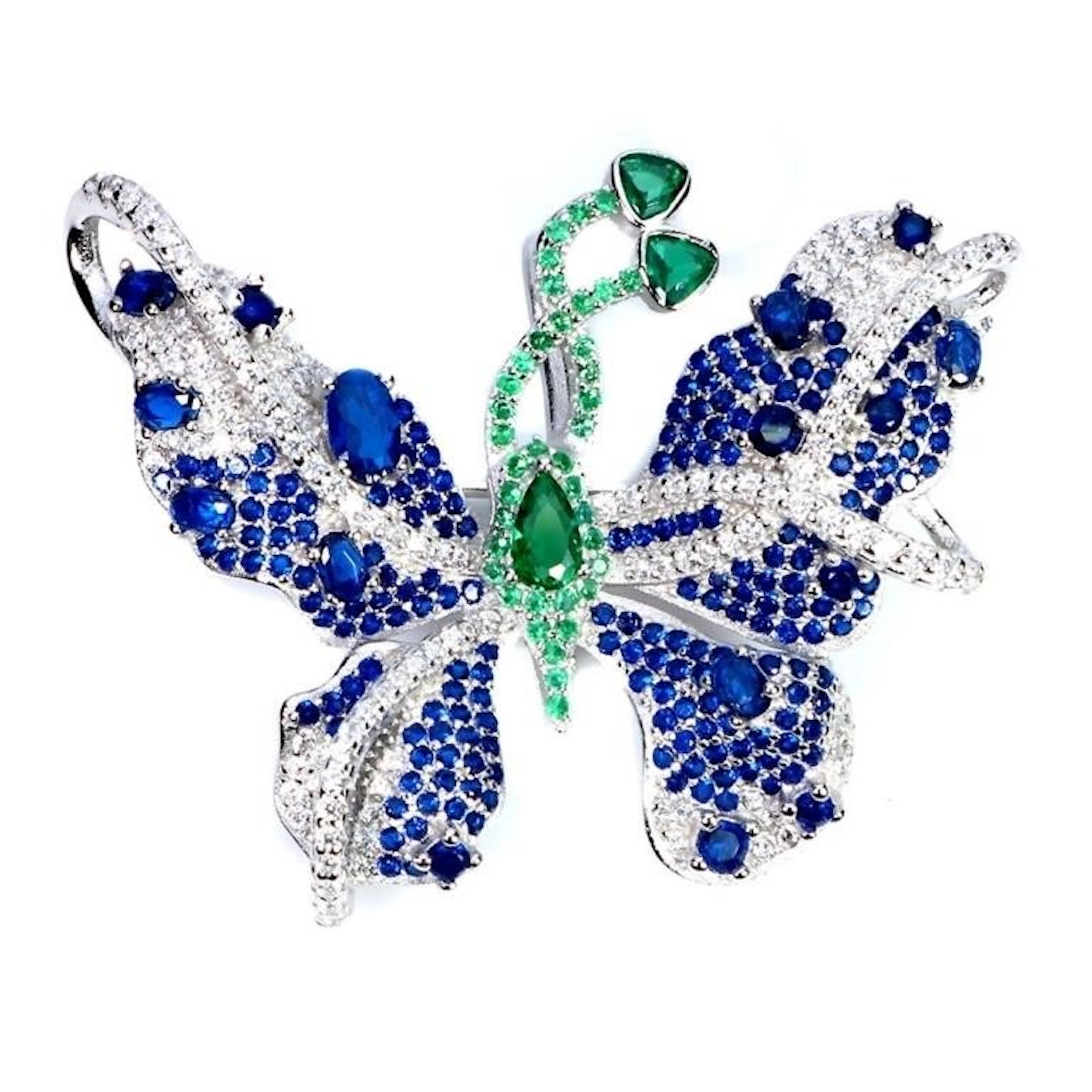 Lab London Topaz & Lab Emerald Brooch