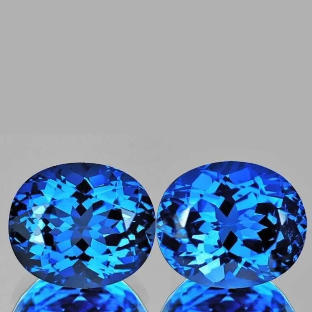 Natural Premium Brazil Swiss Blue Topaz Pair [Flaw