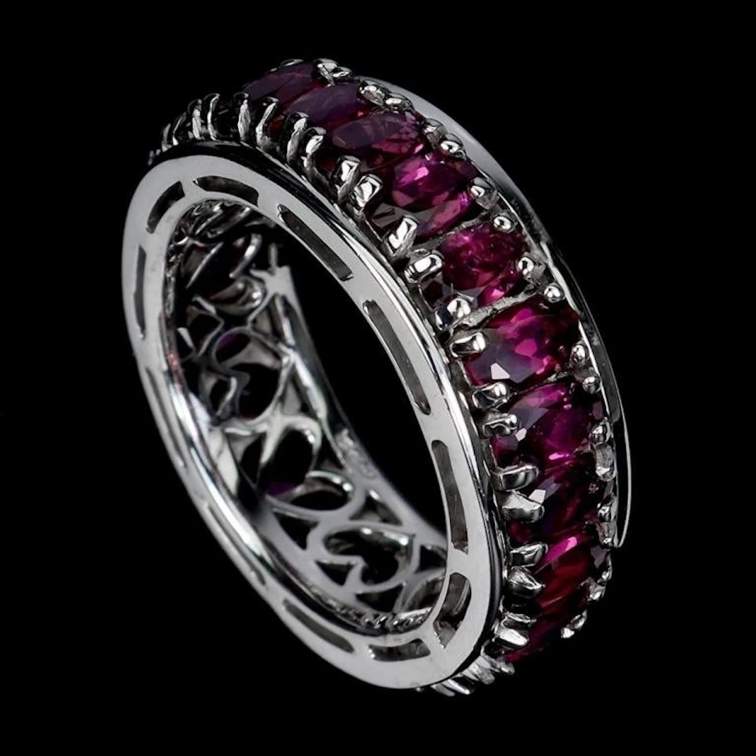 Natural Rhodolite Garnet Eternity Ring