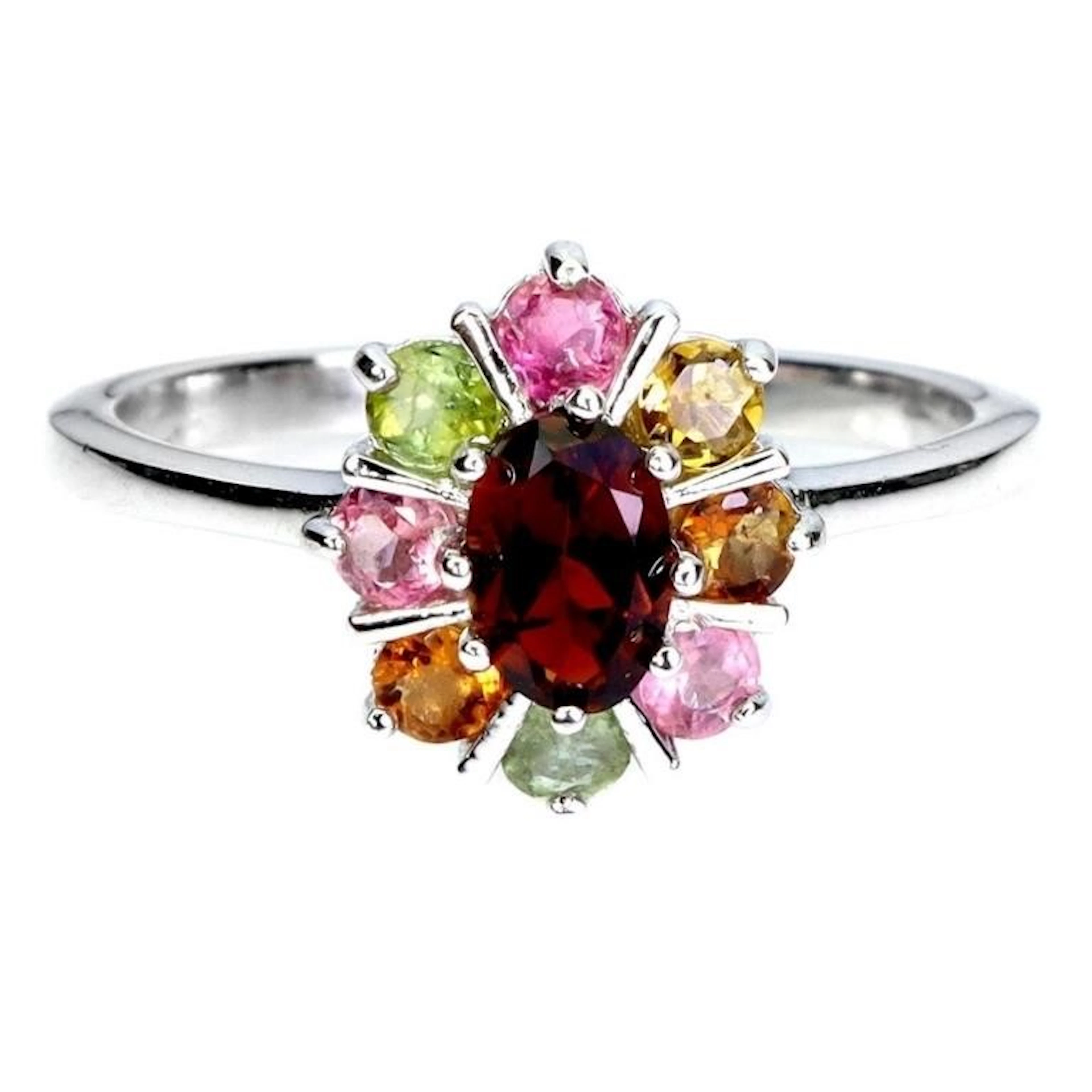 Natural Citrine & Multi Color Tourmaline Ring
