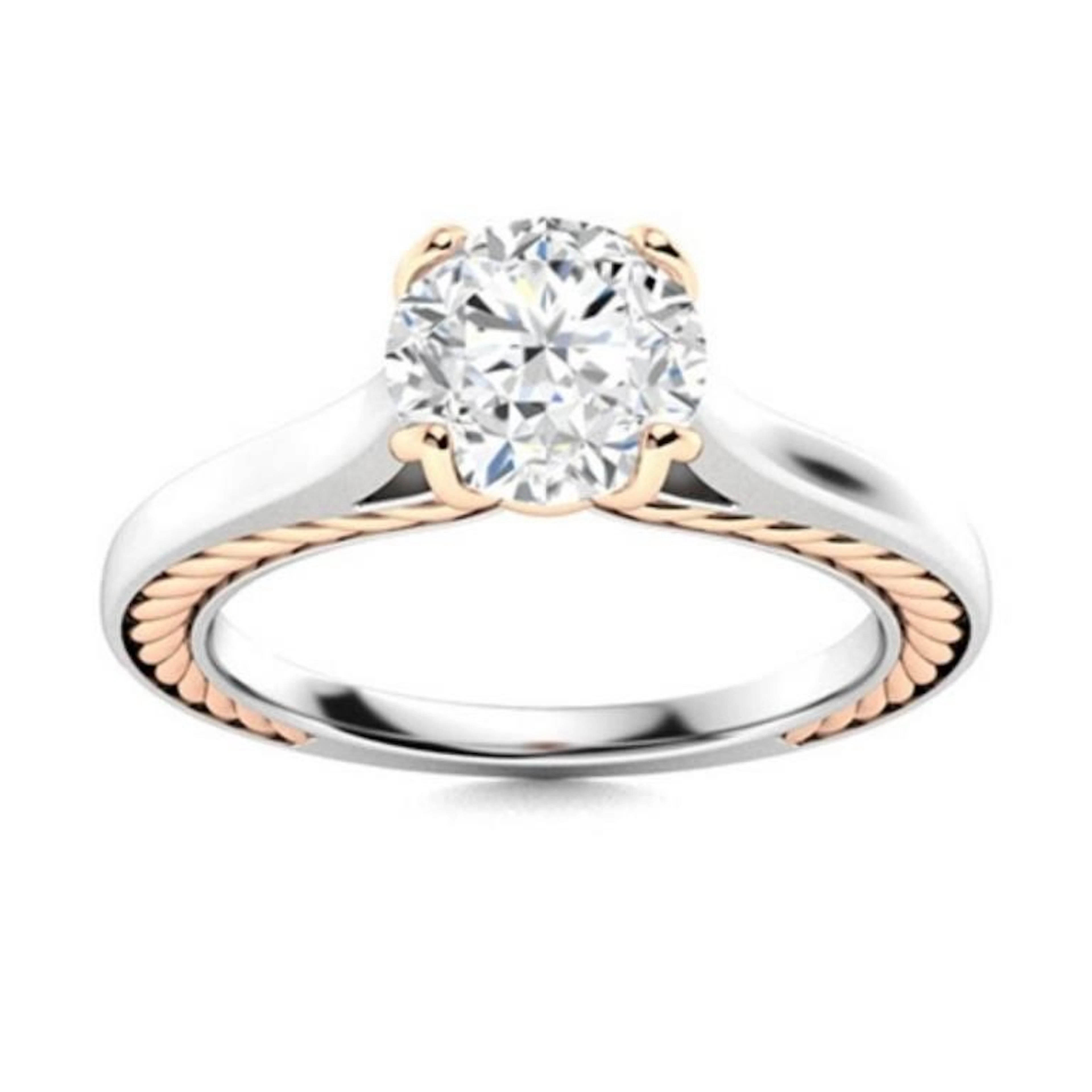 Gold & Brilliant White Diamond 1.50 Cts Ring - E/V
