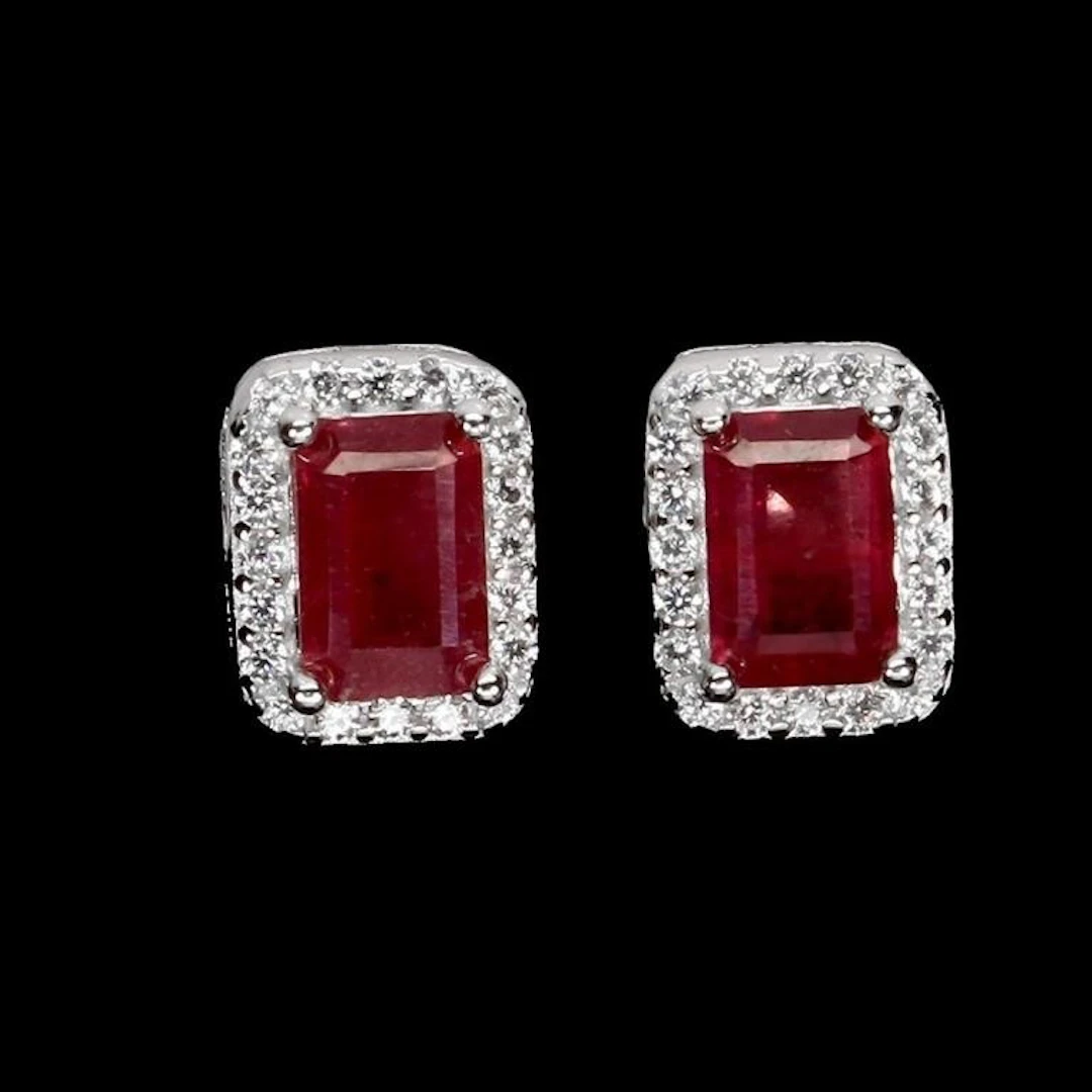 Natural Vivid Red Ruby Earrings