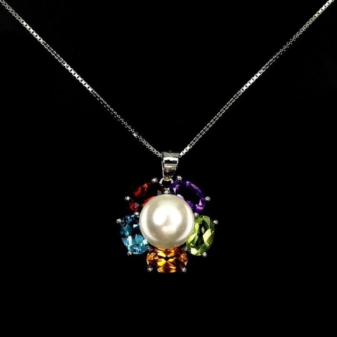 Natural Pearl & Multi Gemstones Necklace