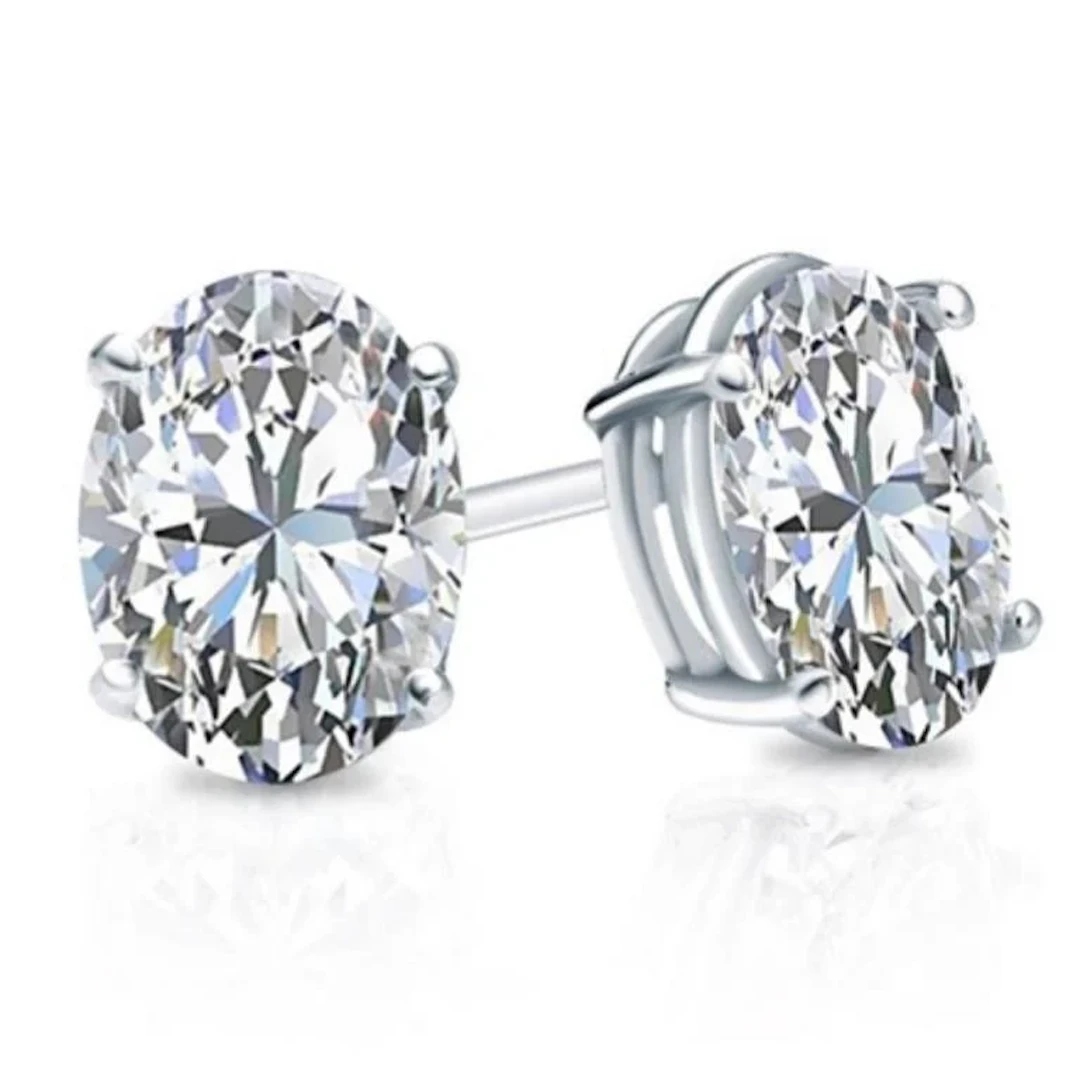 Gold & Lab Oval Diamond 9 Cts Ear Studs