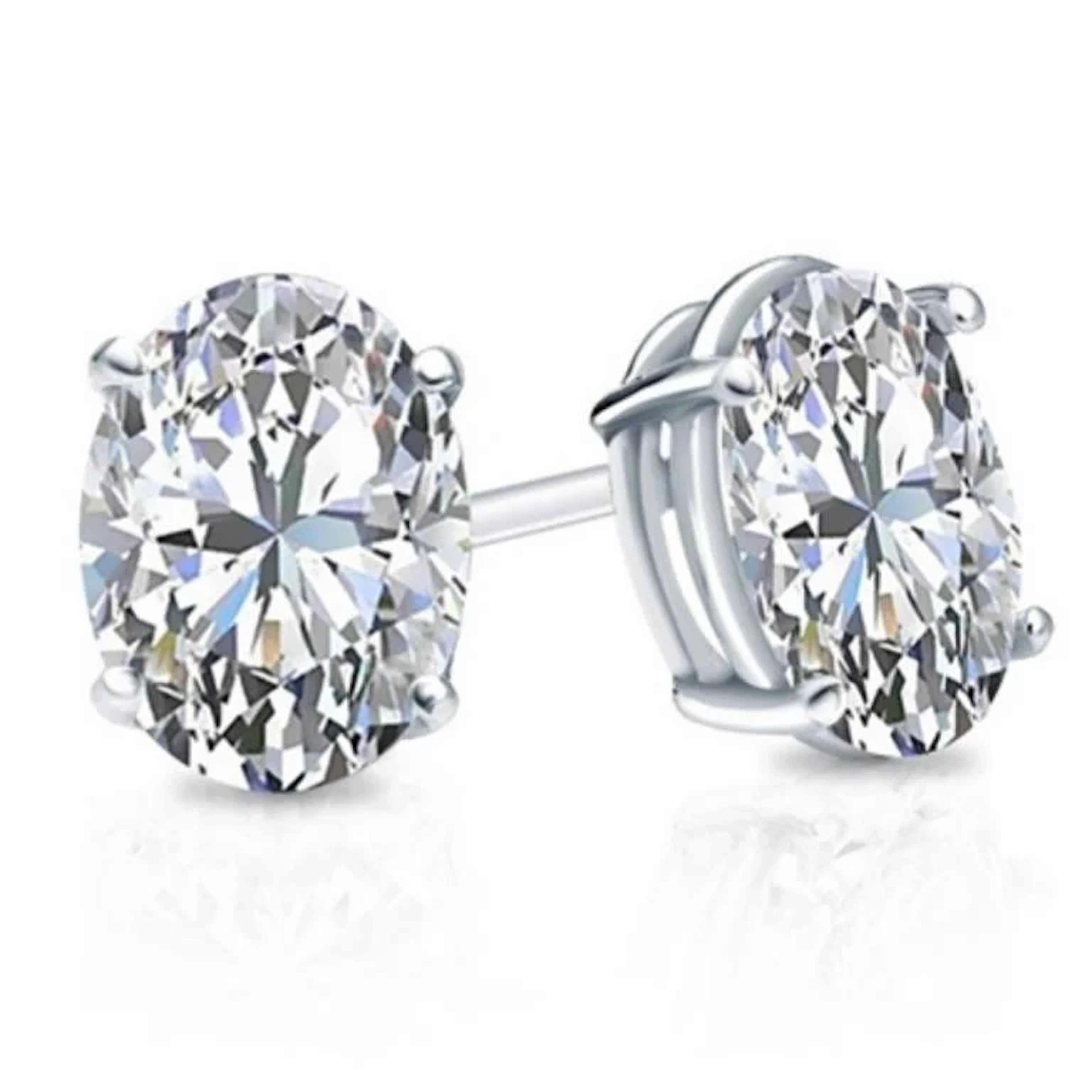 Gold & Lab Oval Diamond 9 Cts Ear Studs