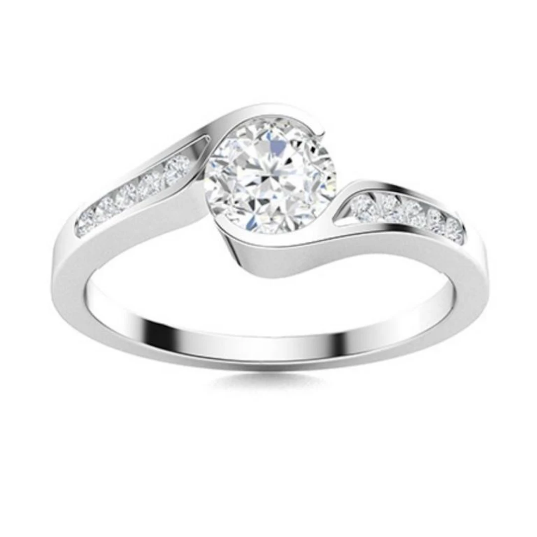 Gold & Brilliant White Diamond 1.50 Cts Ring - E/V