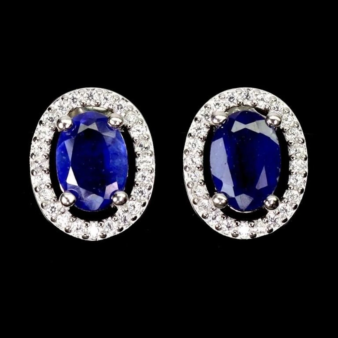 Natural Intense Blue Sapphire EarRings