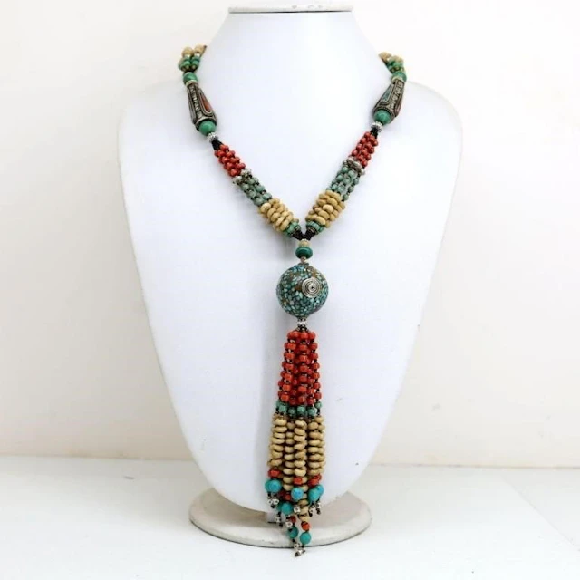 Tibet Natural Stone Tribal Queen Royal Necklace