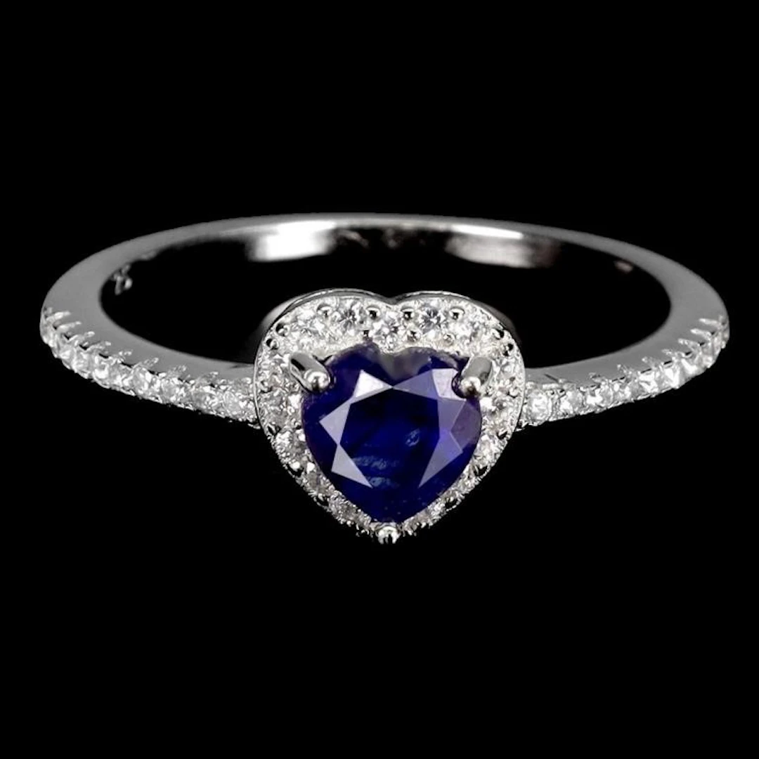 Natural Heart Royal Blue Sapphire Ring