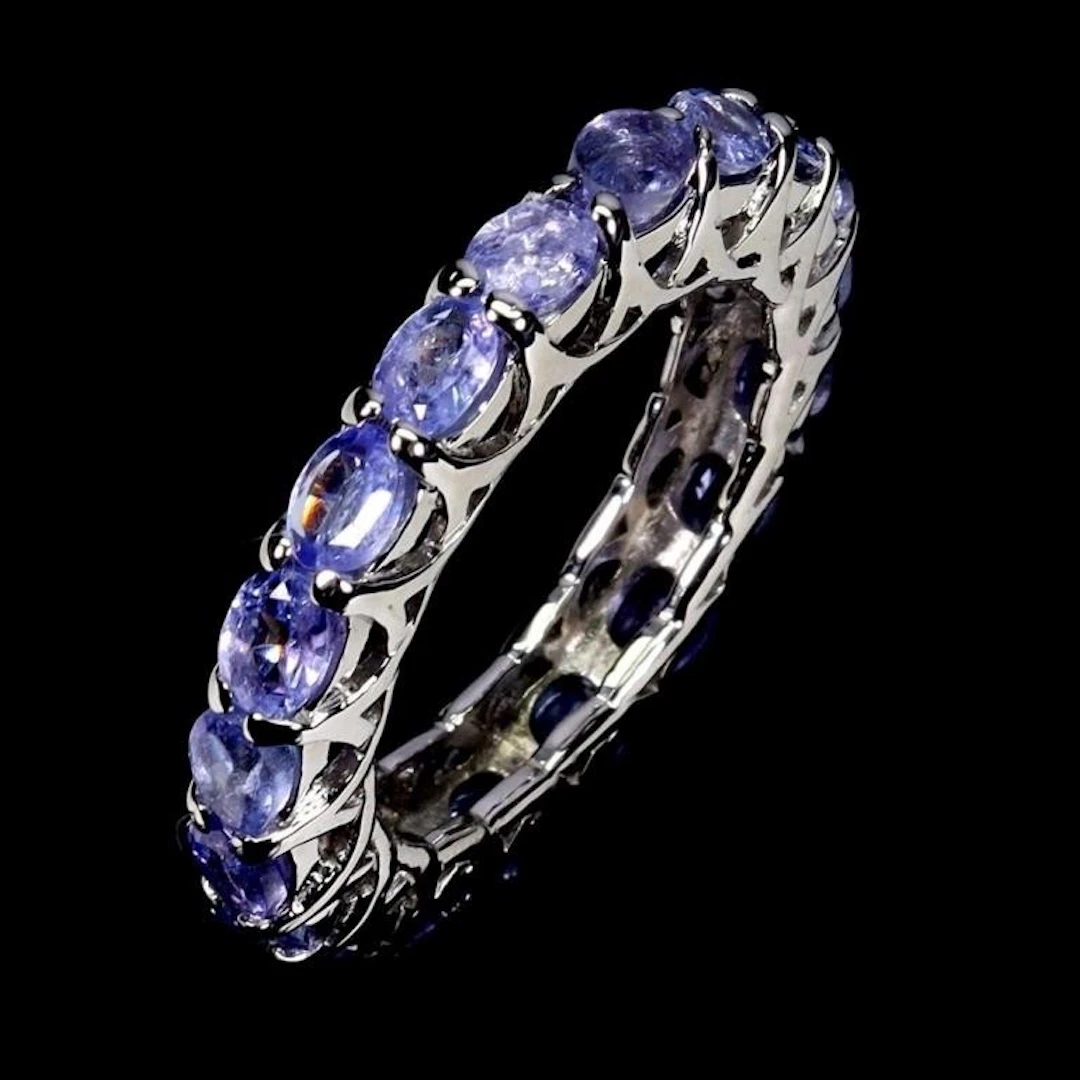 Natural Purple Tanzanite Eternity Ring