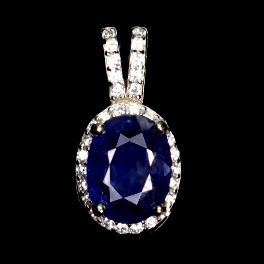 Natural Intense Blue Sapphire Pendant