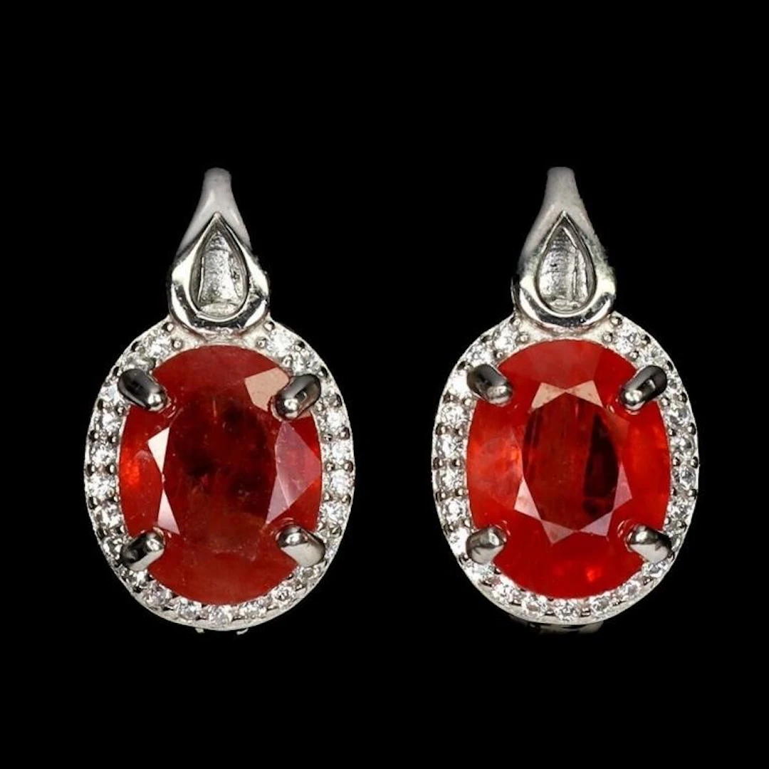Natural Orange Sapphire Earrings
