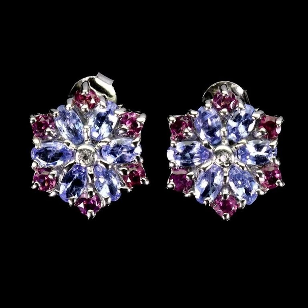 Natural Tanzanite & Garnet EarRings