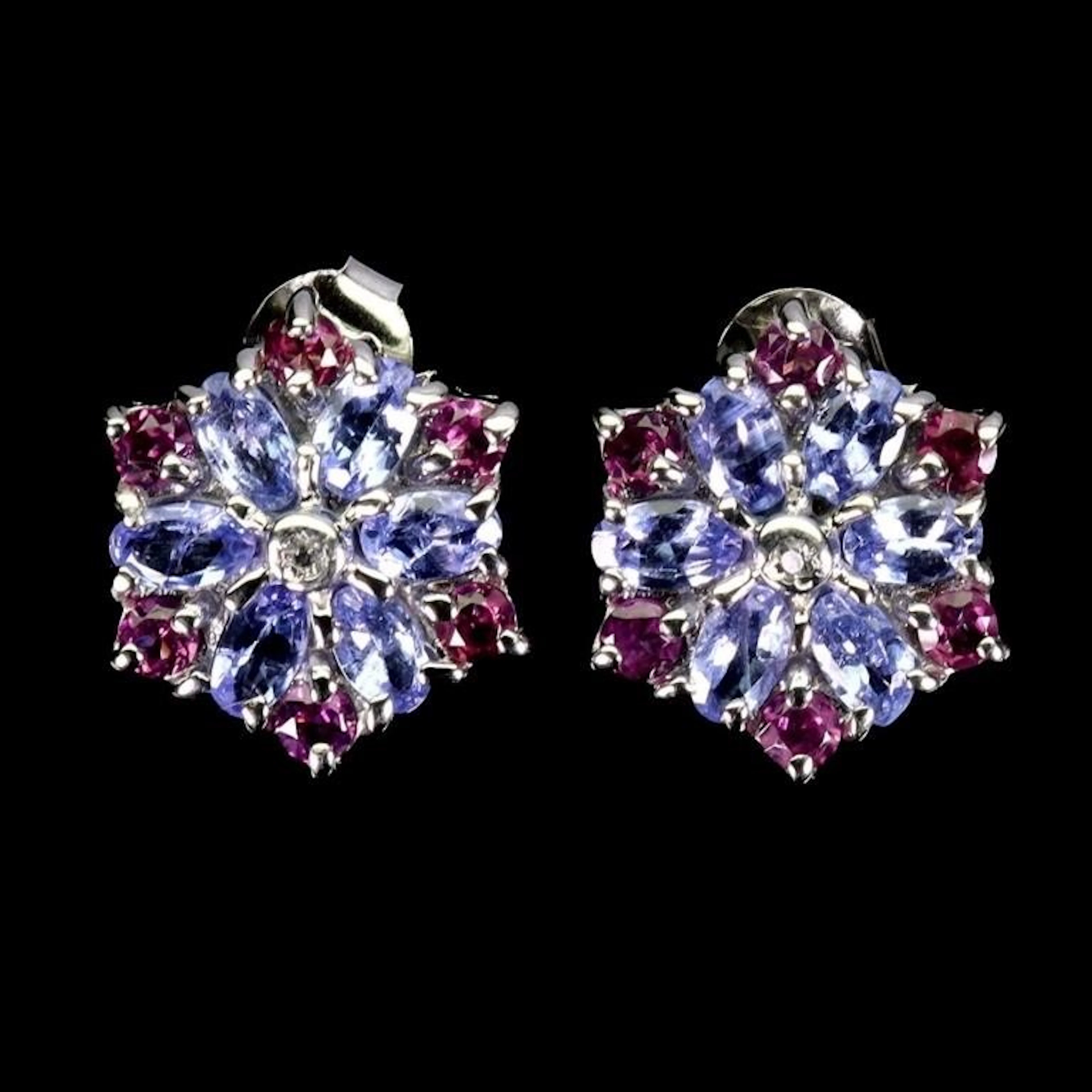 Natural Tanzanite & Garnet EarRings