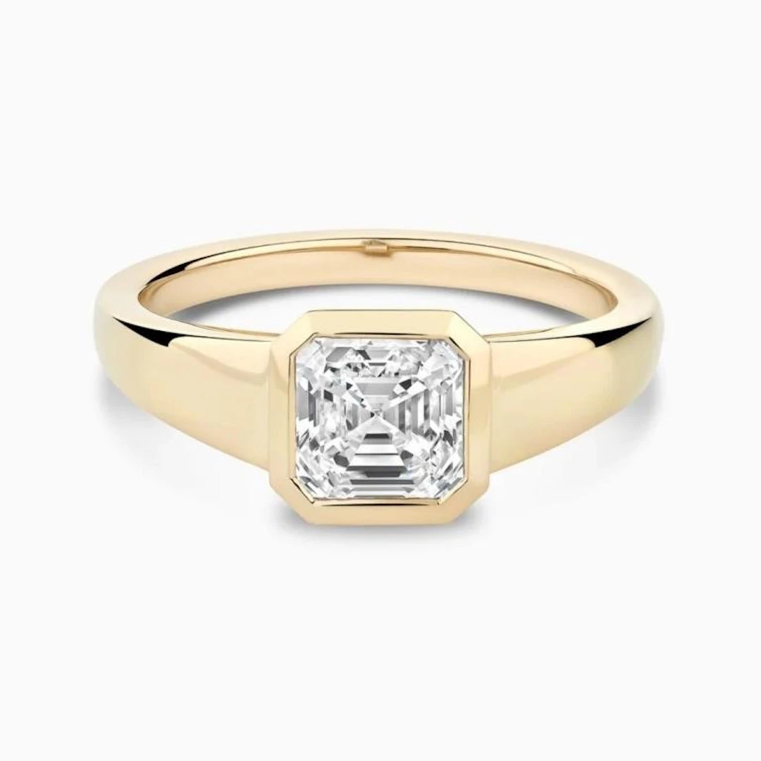 Gold & Lab Octagon Diamond 3 Cts Ring - E/VVS