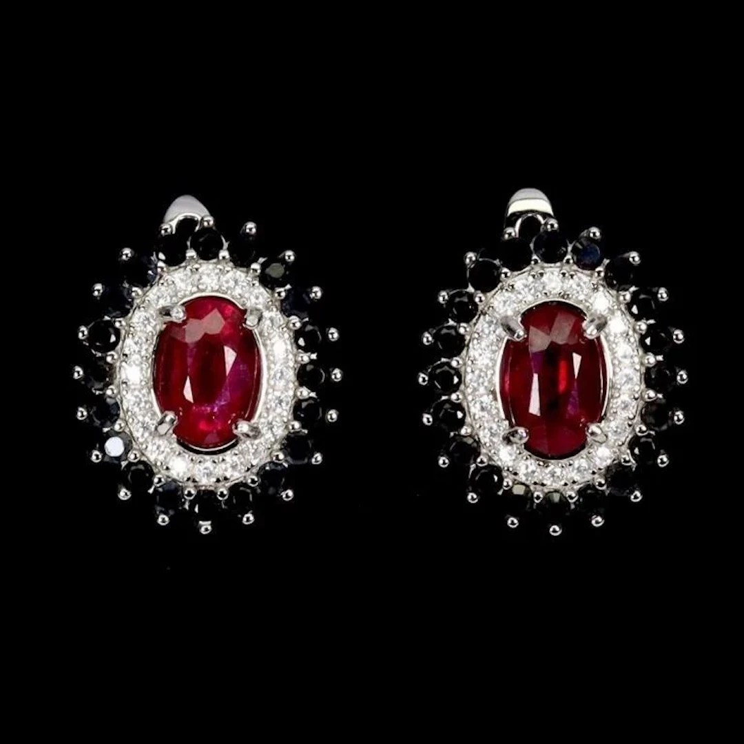 Natural Pigeon Blood Red Ruby Earrings