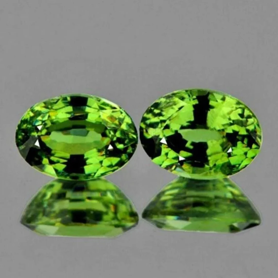 Natural Oval Fire Green Demantoid Pair - FL