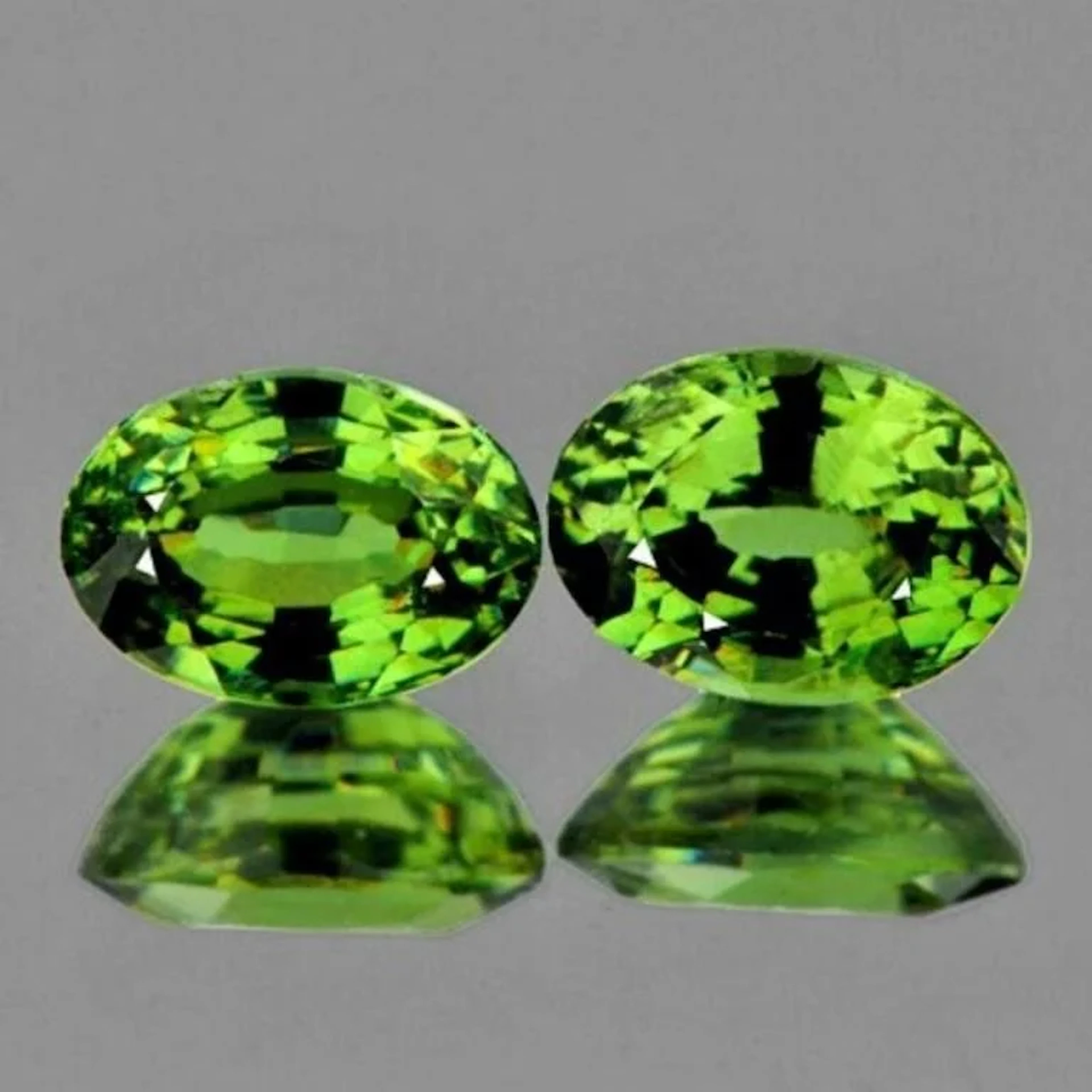 Natural Oval Fire Green Demantoid Pair - FL
